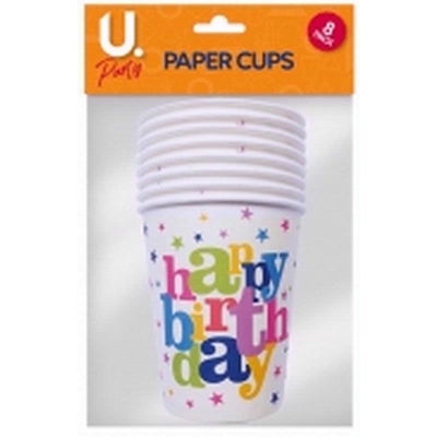 Happy Birthday Paper Cups 7pk Happy Birthday Paper Cups 7pk